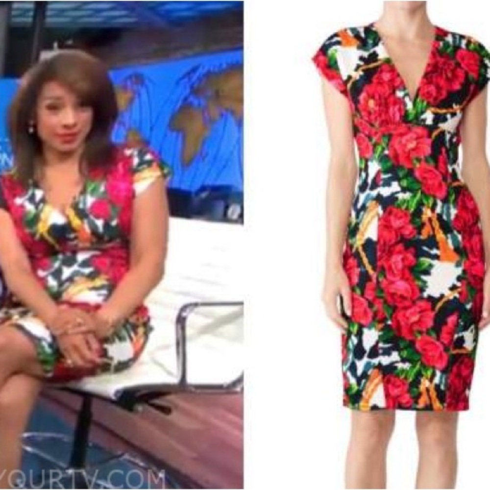 Alexia Admor Deep V- neck Floral Dress, Cap sleeves (A134) tag faded